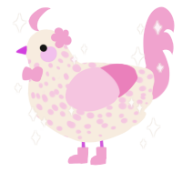A cream and pink chicken with a speckle pattern