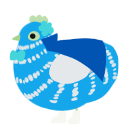 Lapis, a sky and mist chicken with a bar pattern