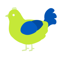A lime and ultramarine chicken