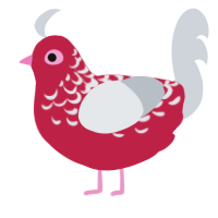 A crimson and mist chicken with a half-lace pattern