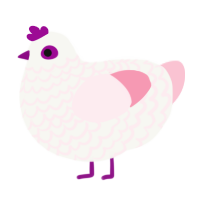 bonbon 0218, a white and rose chicken with a lace pattern