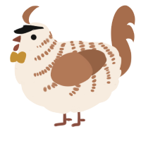 Kōlea, a cream and brown chicken with a half-bar pattern