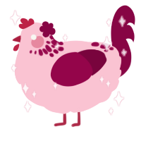 Blossom, a rose and maroon chicken with a neck-speckle pattern