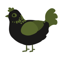 Oliver, a sable and olive chicken with a neck-speckle pattern