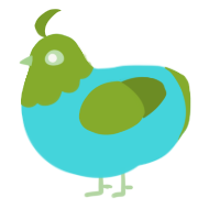 eawfth, a aqua and chartreuse chicken with a head pattern