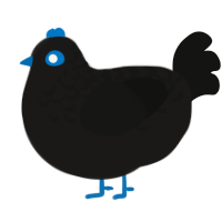 blackhole, a sable and black chicken with a half-lace pattern