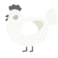 A white chicken with a lace pattern