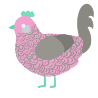 Fairy dust, a pink and ash chicken with a double-lace pattern