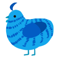A sky and ultramarine chicken with a bar pattern