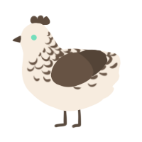 Cream, a cream and bark chicken with a half-lace pattern
