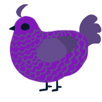 A violet and overcast chicken with a lace pattern