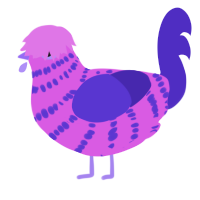 A orchid and indigo chicken with a bar pattern