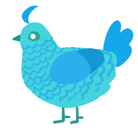 A aqua and sky chicken with a lace pattern