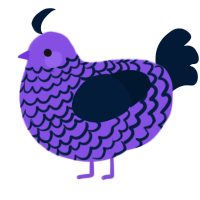 A blurple and tumblr chicken with a lace pattern