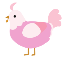 A pink and rose chicken with a head pattern