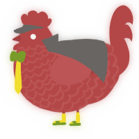 Traffic Light, a red chicken with a lace pattern