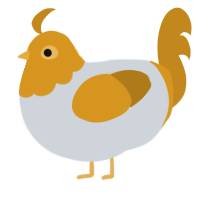 Prince Nugget, a mist and ochre chicken with a head pattern