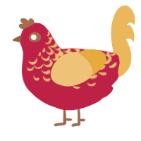 A crimson and honey chicken with a half-lace pattern