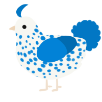 (unnamed), a white and sapphire chicken with a speckle pattern