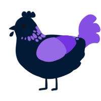 Necklespeckle, a tumblr and blurple chicken with a neck-speckle pattern
