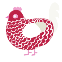 (unnamed), a crimson and white chicken with a lace pattern