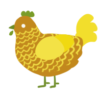 A ochre and yellow chicken with a lace pattern