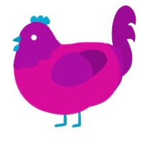 poprocks, a fuchsia and plum chicken with a head pattern