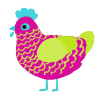 (unnamed), a fuchsia and lime chicken with a lace pattern