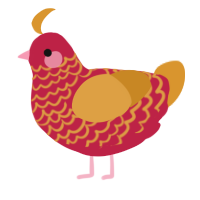 A crimson and orange chicken with a lace pattern