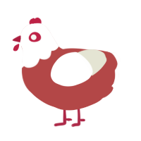 Basils Flame Broiled, a red and white chicken with a head pattern