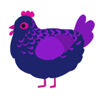 A navy and violet chicken with a half-lace pattern