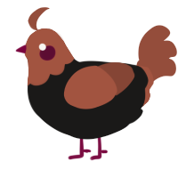 A sable and russet chicken with a head pattern