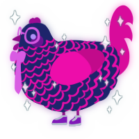 A navy and fuchsia chicken with a lace pattern