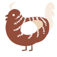 A russet and cream chicken with a half-bar pattern