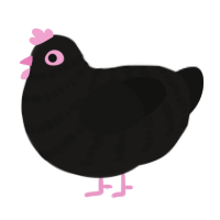 Dove, a sable and black chicken with a bar pattern
