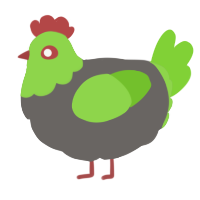 A grey and grass chicken with a head pattern