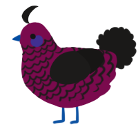 Blackberry, a wine and sable chicken with a lace pattern