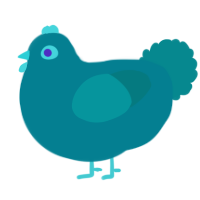 bluberry, a sea and teal chicken