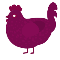 A wine chicken with a speckle pattern
