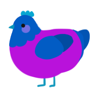 A amethyst and ultramarine chicken with a head pattern