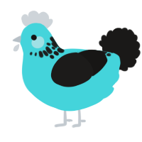 A aqua and sable chicken with a neck-speckle pattern