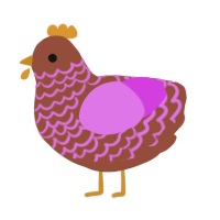 Glug, a russet and orchid chicken with a lace pattern