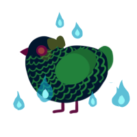 A tumblr and viridian chicken with a lace pattern
