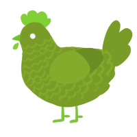 A chartreuse chicken with a lace pattern