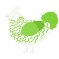 A white and grass chicken with a lace pattern