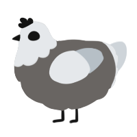 The Haunted Hen, a grey and mist chicken with a head pattern