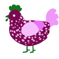 Andromeda Shun, a wine and lavender chicken with a speckle pattern