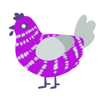 Luna, a amethyst and silver chicken with a bar pattern