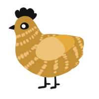 A gold and honey chicken with a bar pattern