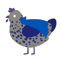 A ash and navy chicken with a speckle pattern